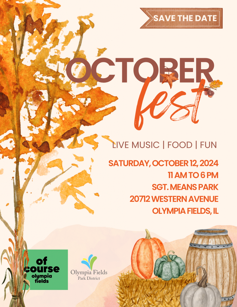 Olympia Fields Park District October Fest Live Music, Food and Fun on October 12,2024